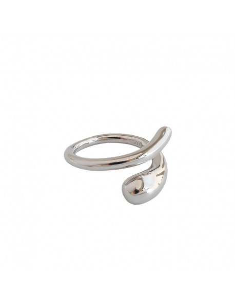 Simple A Water Drop 925 Sterling Silver Adjustable Ring
