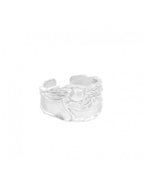 Fashion Moon Shines On The Sea 925 Sterling Silver Adjustable Ring
