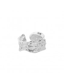 Fashion Irregular Wide Rock Stone 925 Sterling Silver Adjustable Ring