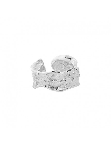 Fashion Irregular Wide Rock Stone 925 Sterling Silver Adjustable Ring