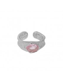 Anniversary Oval CZ Irregular Wide 925 Sterling Silver Adjustable Ring