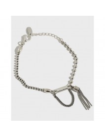 Vintage Tassels Beads Chain Hakuna Matata Letters 925 Sterling Silver Bracelet