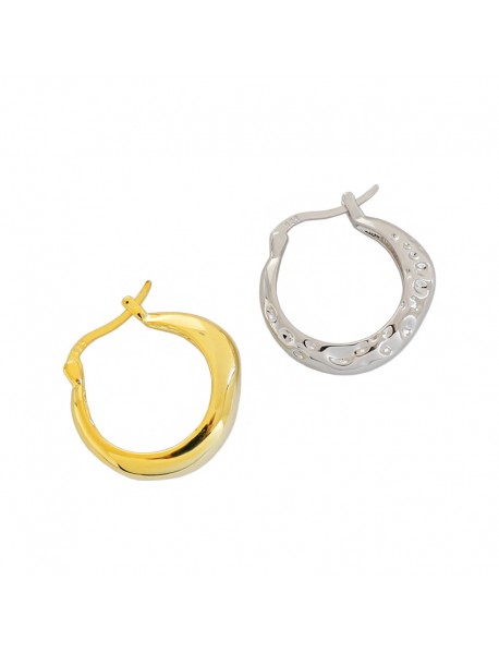 Geometry Irregular Circle Casual 925 Sterling Silver Hoop Earrings