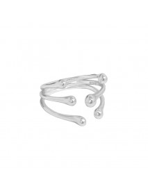 Fashion Irregular Beads Branch 925 Sterling Silver Adjustable Ring