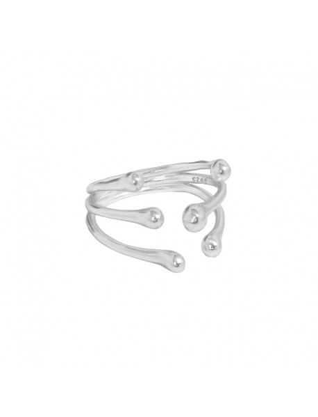Fashion Irregular Beads Branch 925 Sterling Silver Adjustable Ring