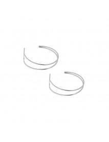 Minimalist Double Layer C Shape 925 Sterling Silver Stud Earrings