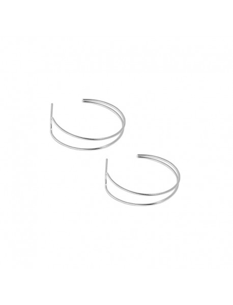 Minimalist Double Layer C Shape 925 Sterling Silver Stud Earrings