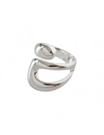 Geometry Wide Double Layer Hollow Cross 925 Sterling Silver Adjustable Ring