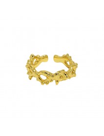 Fashion Hollow Rivet Chain 925 Sterling Silver Adjustable Ring