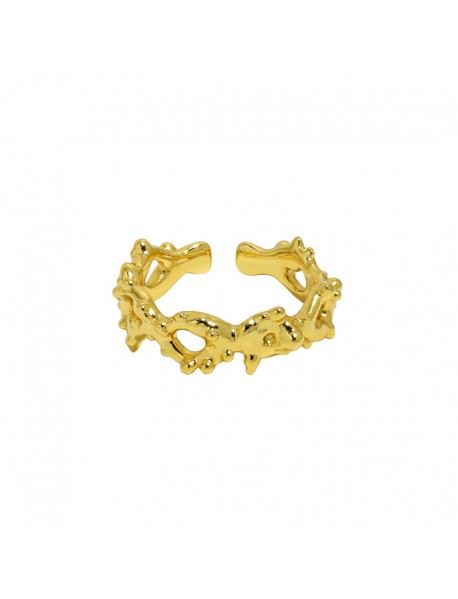 Fashion Hollow Rivet Chain 925 Sterling Silver Adjustable Ring