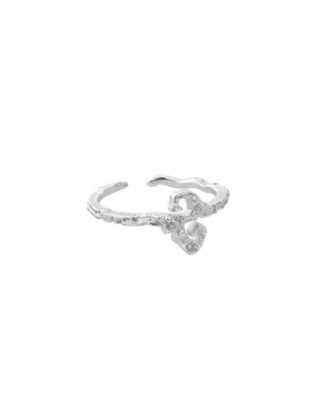 Fashion Irregular CZ S Shape 925 Sterling Silver Adjustable Ring