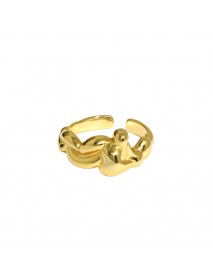 Casual Irregular Sea Wave 925 Sterling Silver Adjustable Ring