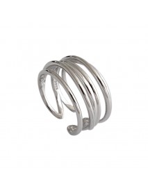 Fashion Multi Layers Cross 925 Sterling Silver Adjustable Ring