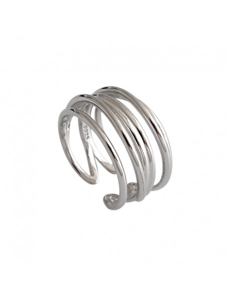 Fashion Multi Layers Cross 925 Sterling Silver Adjustable Ring