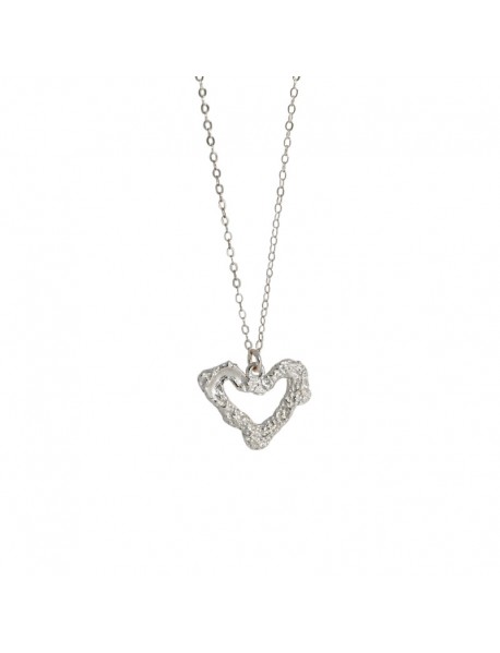 Anniversary Irregular Hollow Heart 925 Sterling Silver Necklace