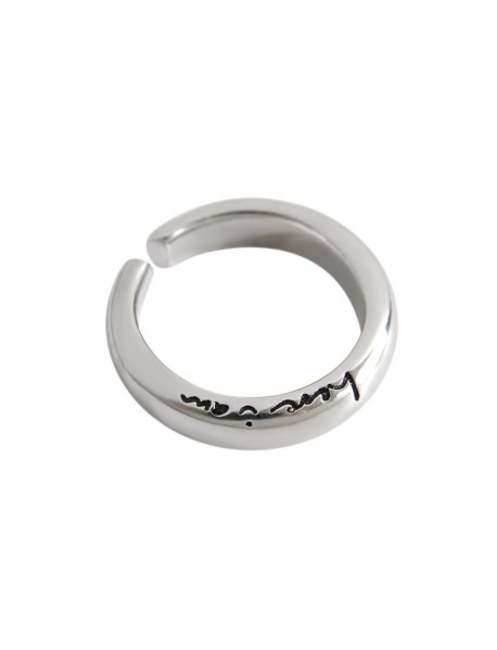 Simple Letters Here i am 925 Sterling Silver Adjustable Ring