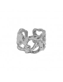 Friend's Hollow Wide 925 Sterling Silver Adjustable Ring