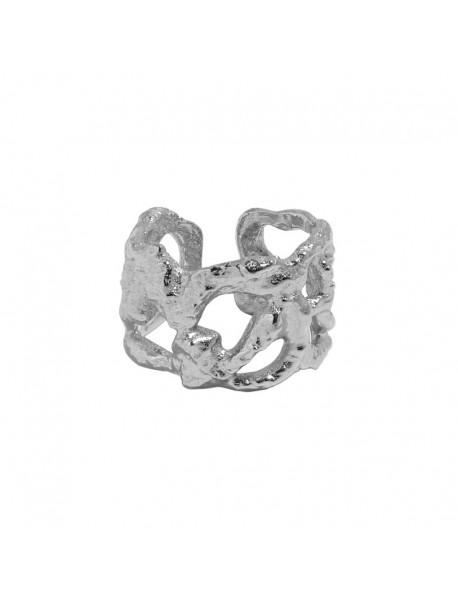 Friend's Hollow Wide 925 Sterling Silver Adjustable Ring