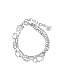 Fashion Double Layers Pig Nose Curb Chain  925 Sterling Silver Bracelet