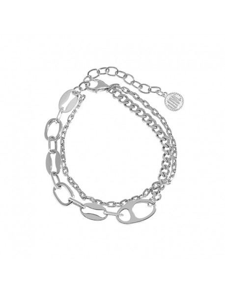 Fashion Double Layers Pig Nose Curb Chain  925 Sterling Silver Bracelet