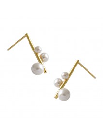 Wedding Shell Pearls Chandelie 925 Sterling Silver Stud Earrings