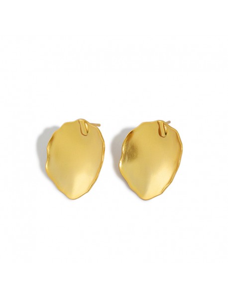 Simple Oval Leaves 925 Sterling Silver Stud Earrings