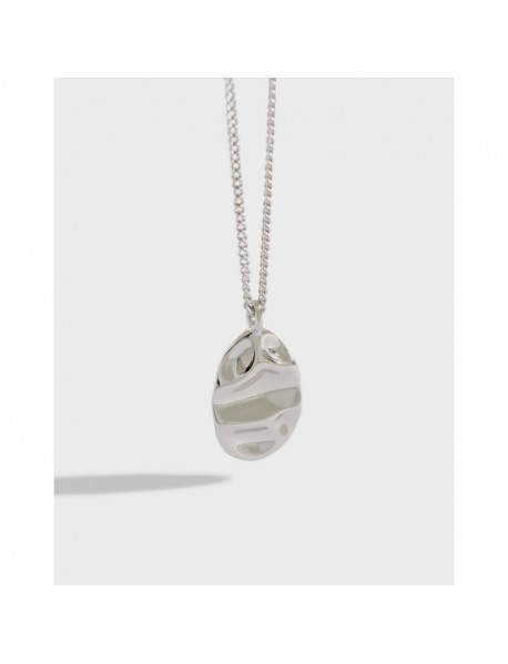 Geometry Irregular Ellipse 925 Sterling Silver Necklace