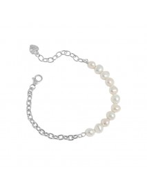 Asymmetry Natural Pearls Curb Chain 925 Sterling Silver Bracelet