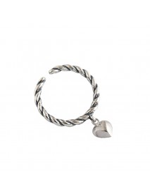Vintage Twisted Heart 925 Sterling Silver Adjustable Ring