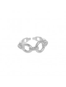 Fashion Rolo Chain Hollow 925 Sterling Silver Adjustable Ring