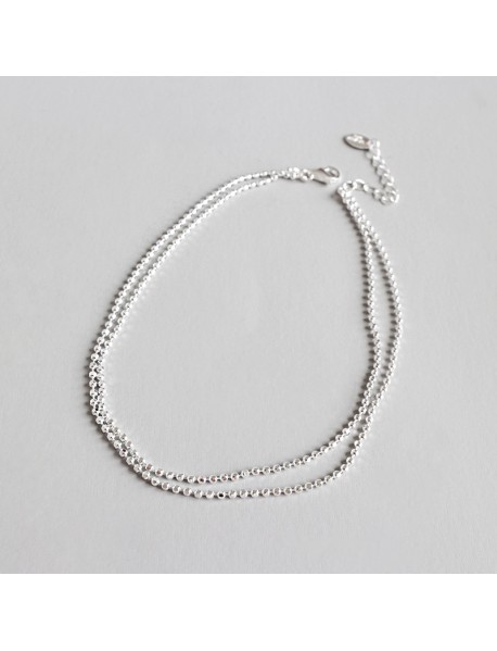 Girl Beads Chain Double Layers 925 Sterling Silver Anklet