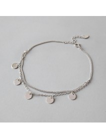 Hot Double Layers Sequins 925 Sterling Silver Anklet