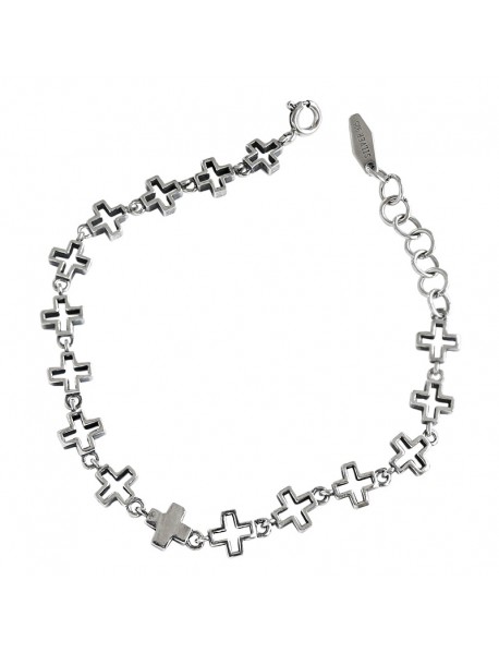 Vintage Women Hollow Cross 925 Sterling Silver Bracelet