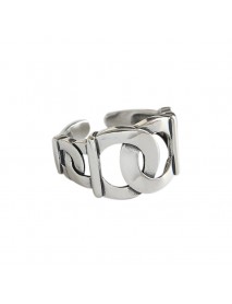 Vintage Curb Chain Hollow 925 Sterling Silver Adjustable Ring
