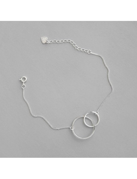 Simple Mother Child Loops 925 Sterling Silver Bracelet