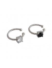 Geometry Square CZ Twisted 925 Sterling Silver Non-Pierced Earring(Single)