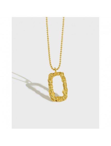 Geometry Hollow Rectangle 925 Sterling Silver Necklace