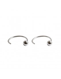 Simple Beads C Shape 925 Sterling Silver Hoop Earrings