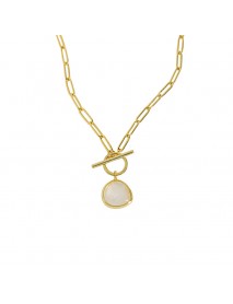 Graduation Round Natural Crystal OT Hollow Chain 925 Sterling Silver Necklace