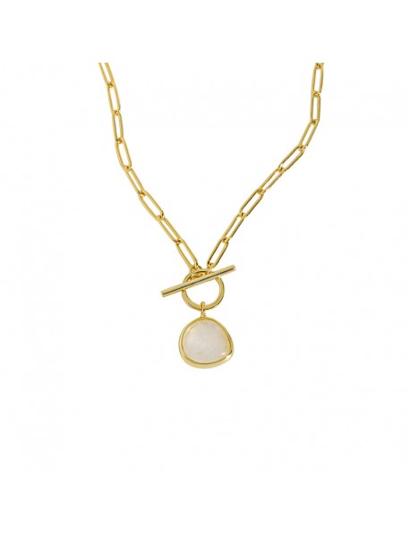 Graduation Round Natural Crystal OT Hollow Chain 925 Sterling Silver Necklace