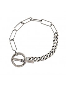 Asymmetry Vintage Curb Chain OT 925 Sterling Silver Bracelet