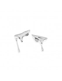 Irregular Dropping Water Asymmetry 925 Sterling Silver Stud Earrings
