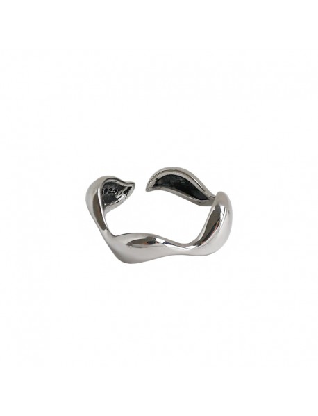 Vintage Irregular Wave River 925 Sterling Silver Adjustable Ring