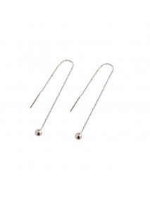 Simple Mini Beads 925 Sterling Silver Thread Dangling Earrings