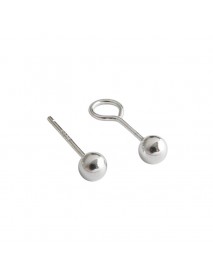 Simple Round Bean Ball 925 Sterling Silver Stud Earrings