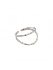 Simple Double Layers Open 925 Sterling Silver Adjustable Ring