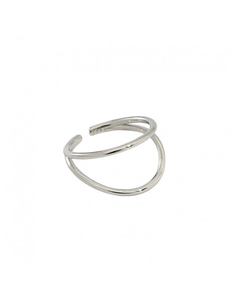 Simple Double Layers Open 925 Sterling Silver Adjustable Ring
