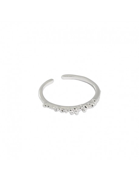 Simple Round Bubbles Beans 925 Sterling Silver Adjustable Ring