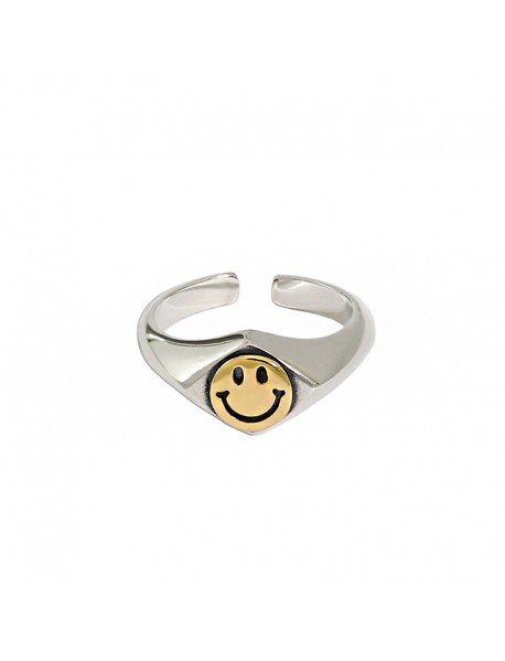 Party Smile Face 925 Sterling Silver Adjustable Ring