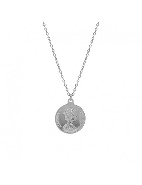 Classic Elizabeth Portrait Coin 925 Sterling Silver Necklace